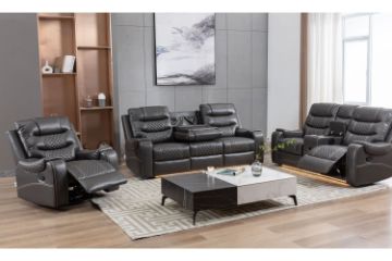 Picture of Test No Order - LAKELAND Reclining Sofa Range with Bluetooth Speaker and LED Lights (Grey)