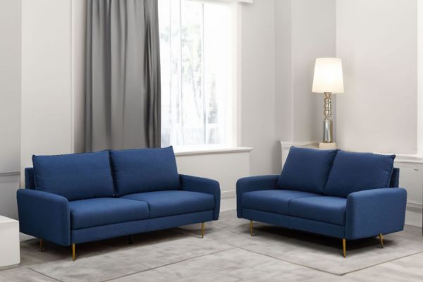 Picture of Test No Order - ZEN 3/2 Seater Fabric Sofa Range with Metal Legs (Dark Blue)