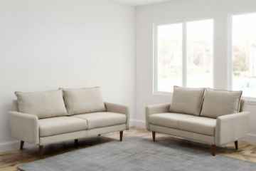 Picture of Test No Order - ZEN 3/2 Seater Fabric Sofa Range with Solid Wood Legs (Beige)