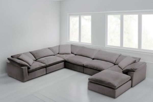 Picture of Test No Order - FEATHERSTONE Feather-Filled Modular Sofa Set - (3x) Corner + (3x) 1.5 Seat Armless + (1x) Ottoman