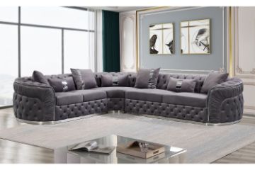 Picture of Test No Order - PIEDMONT Chesterfield Velvet Sectional Sofa (Grey)