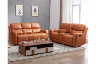 Picture of Test No Order - HARRY Air Leather Sofa Range with Console and Storage (Orange) - 3+2 Sofa Seat