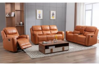 Picture of Test No Order - HARRY Air Leather Sofa Range with Console and Storage (Orange) - 3+2+1 Sofa Seat