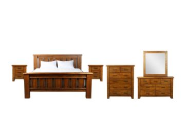 Picture of Test No Order - FLINDERS 4PC/5PC/6PC Solid Pine Wood Bedroom Combo in Queen/Super King Size