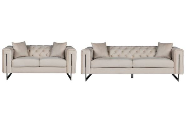 Picture of Test No Order - ASTRA Velvet Sofa Range (Cream) - 3+2 Sofa Set