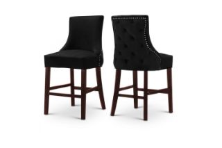 Picture of Test No Order - FRANKLIN Velvet Counter Chair Solid Rubber Wood Legs (Black) - 2 Chairs in 1 Carton