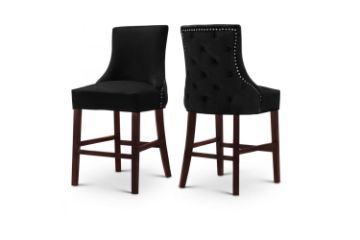 Picture of Test No Order - FRANKLIN Velvet Counter Chair Solid Rubber Wood Legs (Black) - 2 Chairs in 1 Carton