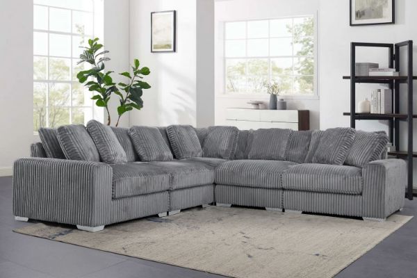 Picture of Test No Order - WINSTON Corduroy Velvet Modular Sofa (Grey) - Armless Chair