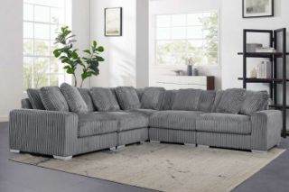 Picture of Test No Order - WINSTON Corduroy Velvet Modular Sofa (Grey) - 5PC Big Corner Set