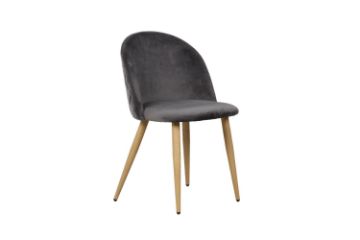 Picture of Test No Order - SOLIS Velvet Dining Chair with Wood Color Metal Legs (Grey)