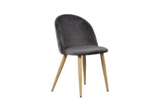 Picture of Test No Order - SOLIS Velvet Dining Chair with Wood Color Metal Legs (Grey) - Single