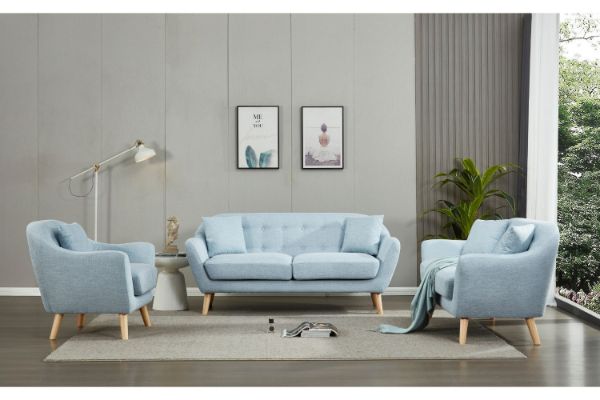 Picture of Test No Order - LUNA 3/2/1 Seater Sofa with Pillows (Light Blue)