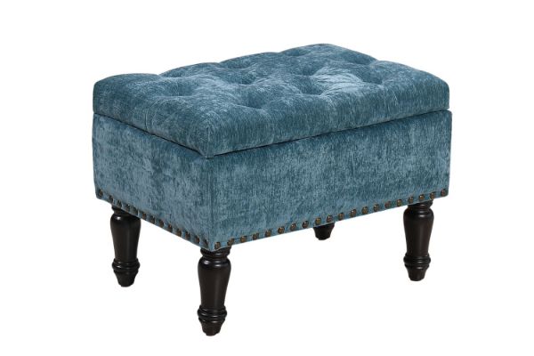 Picture of Test No Order - ROUX Velvet Storage Ottoman (Blue)