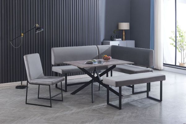 Picture of Test No Order - BLAZER 4PC Velvet Dining Set (Grey)