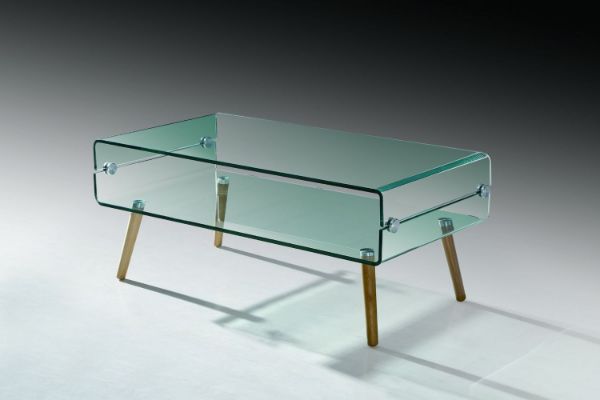 Picture of Test No Order - MURANO 110 Box Bent Glass Coffee Table with Wooden Legs