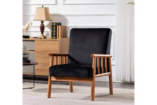 Picture of Test No Order - BARNHOUSE  Velvet Armchair (Black)