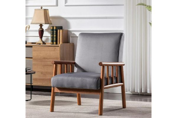 Picture of Test No Order - BARNHOUSE  Velvet Armchair (Grey)