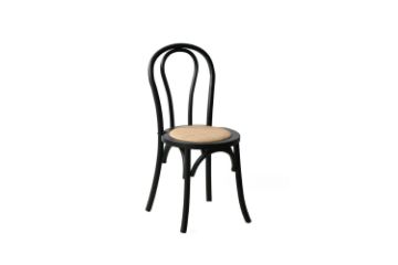 Picture of Test No Order - RAYMON Solid Beech Dining Chair with Rattan Seat (Black)