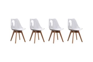 Picture of Test No Order - EFRON Dining Chair with White  Cushion (Clear) - 4 Chairs in 1 Carton