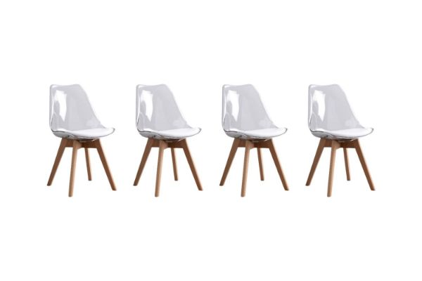 Picture of Test No Order - EFRON Dining Chair with White  Cushion (Clear) - 4 Chairs in 1 Carton