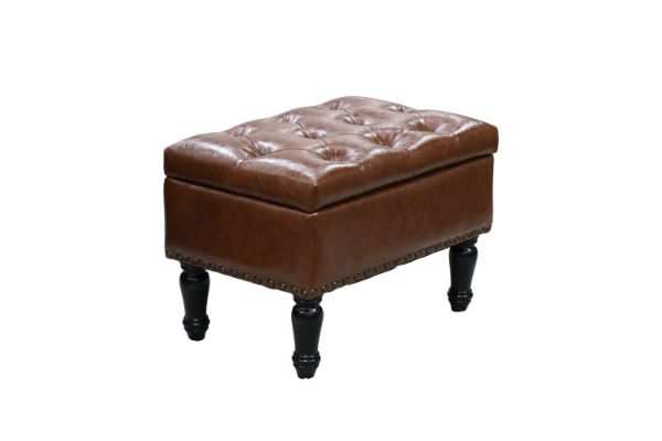 Picture of Test No Order - ROUX Faux Leather Storage Ottoman (Brown)