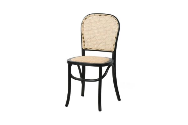 Picture of Test No Order - SYDNEE Solid Beech Rattan Back and Seat Dining Chair (Black)