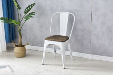 Picture of Test No Order - TOLIX Replica Dining Chair With Solid Rustic Pine Wood (White)