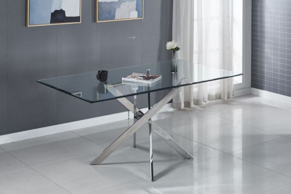 Picture of Test No Order - DALLAS 160 Glass top Stainless Dining Table (Silver)