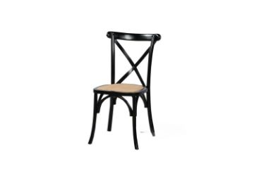 Picture of Test No Order - ALBION Solid Beech Cross Back Dining Chair with Rattan Seat (Black)