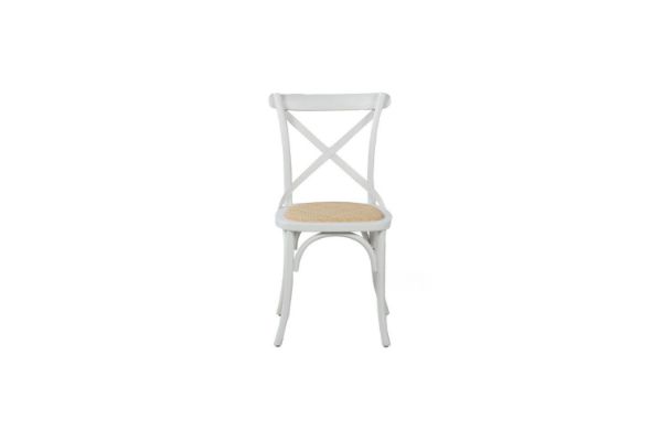 Picture of Test No Order - ALBION Solid Beech Cross Back Dining Chair with Rattan Seat (White)