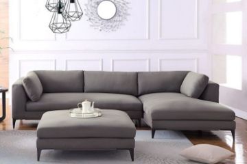 Picture of Test No Order - AMELIE Fabric Sectional Sofa with Ottoman (Dark Grey)