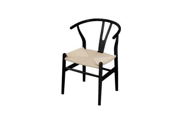 Picture of Test No Order -  WISHBONE Solid Beech Y Replica Chair (Black Frame-Beige Seat)