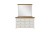 Picture of Test No Order - NOTTINGHAM 6-Drawer Solid Oak Wood Dressing Table with Mirror (White)