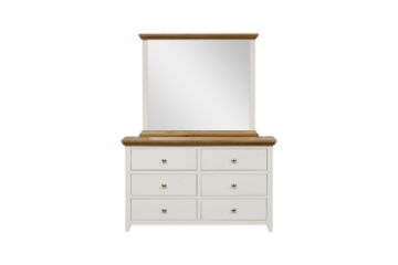 Picture of Test No Order - NOTTINGHAM 6-Drawer Solid Oak Wood Dressing Table with Mirror (White)