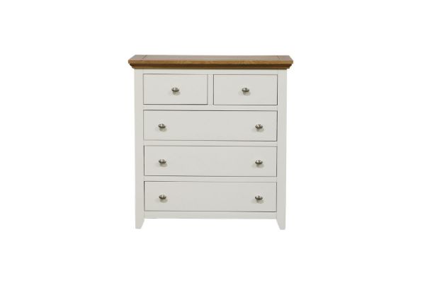 Picture of Test No Order - NOTTINGHAM 5-Drawer Solid Oak Wood Tallboy (White)