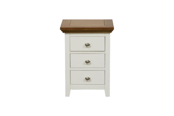 Picture of Test No Order - NOTTINGHAM 3-Drawer Solid Oak Wood Bedside Table (White)