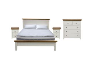 Picture of Test No Order - NOTTINGHAM Solid Oak Wood Bed Frame (White) - 4PC Queen 