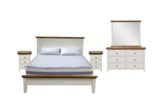 Picture of Test No Order - NOTTINGHAM Solid Oak Wood Bed Frame (White) - 5PC Queen