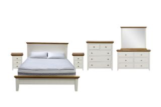 Picture of Test No Order - NOTTINGHAM Solid Oak Wood Bed Frame (White) - 6PC Queen