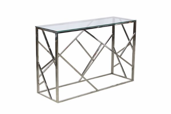 Picture of Test No Order - LELLA Rectangle Clear Glass Hall Table (Silver)