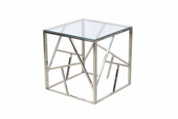 Picture of Test No Order - LELLA Square Clear Glass Side Table (Silver)