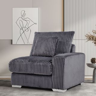 Picture of Test No Order - WINSTON Corduroy Velvet Modular Sofa (Grey) - Single RAF Armchair