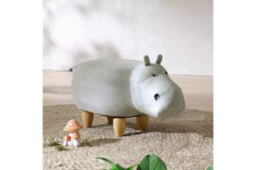 Picture of Test No Order - ANIMAL Big Hardwood Ottoman (White Hippo)