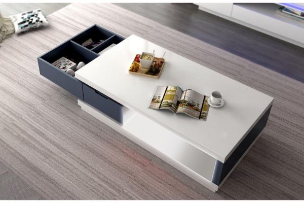 Picture of Test No Order - HANIMONT 120 Coffee Table with LED Lights (Swivel Storage/High Gloss White Top)