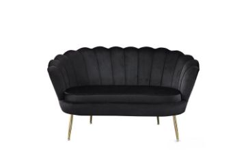 Picture of Test No Order - EVELYN Curved Flared Velvet Love Seat (Black)