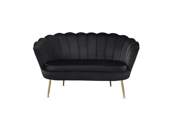 Picture of Test No Order - EVELYN Curved Flared Velvet Love Seat (Black)