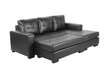 Picture of Test No Order - JESSIE Reversible Sectional Sofa/Sofa Bed with Ottoman (Black)