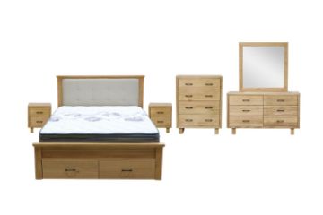 Picture of Test No Order - LYNWOOD 4PC/5PC/6PC Solid Tasmanian Oak Wood Bedroom Set in Queen Size