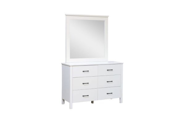 Picture of Test No Order - CLOUDWOOD 6-Drawer Solid Pinewood Dressing Table with Mirror (White)