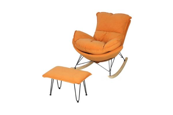 Picture of Test No Order - LOBSTER Fabric Rocking Chair With Footstool (Orange)